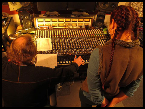 mags and wally at recording console